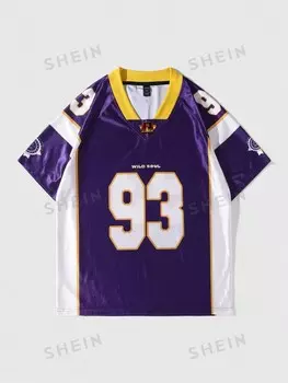 Мужская хоккейная рубашка с коротким рукавом Street Life, рубашка Walter, летняя, школьная Romwe, фиолетовый