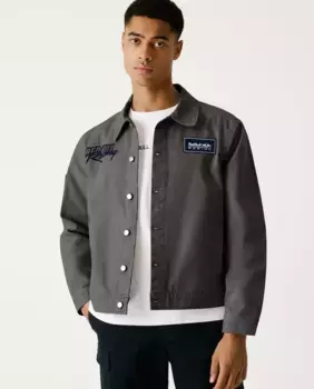 Мужская холщовая рубашка с тиснеными логотипами Pepe Jeans, темно-серый