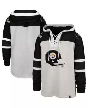 Мужская худи '47 pittsburgh steelers grey gridiron со шнуровкой '47 Brand, серый
