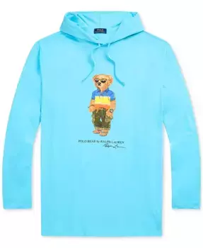 Мужская худи-футболка с капюшоном Polo Bear для высоких и полных Polo Ralph Lauren, синий