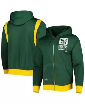 Мужская худи green bay packers combine authentic с заниженной спиной и молнией во всю длину New Era, зеленый