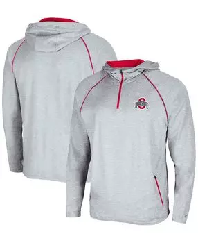 Мужская худи heather grey ohio state buckeyes timeline с молнией на четверть реглан Colosseum, мульти