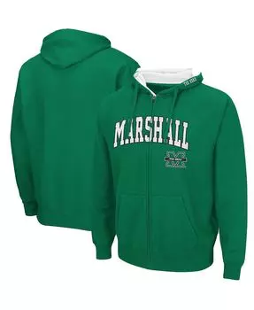 Мужская худи kelly green marshall thundering herd arch logo 3.0 с молнией во всю длину Colosseum, мульти