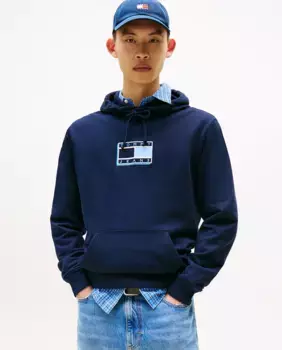 Мужская худи классического кроя с капюшоном Tommy Jeans, темно-синий