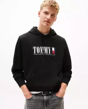 Мужская худи классического кроя с капюшоном Tommy Jeans, черный