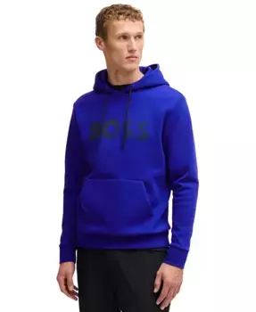 Мужская худи классического кроя с логотипом Hugo Boss, синий