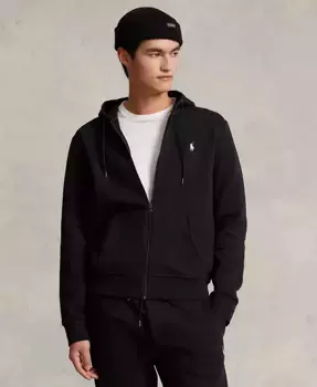 Мужская худи на молнии из двойного трикотажа Polo Ralph Lauren, черный