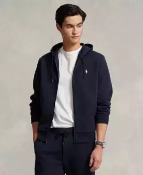 Мужская худи на молнии из двойного трикотажа Polo Ralph Lauren, синий