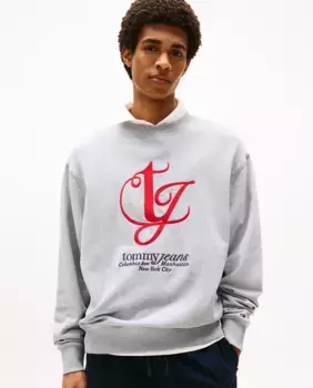 Мужская худи обычного кроя с круглым воротом Tommy Jeans, серый