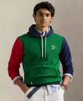 Мужская худи с цветными блоками из двойной трикотажной сетки Polo Ralph Lauren, зеленый