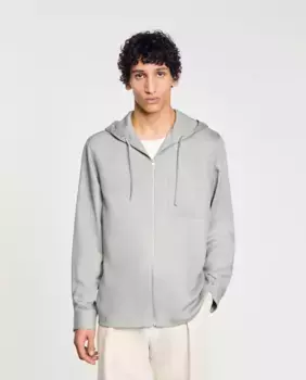 Мужская худи с капюшоном и молнией Sandro, светло-серый