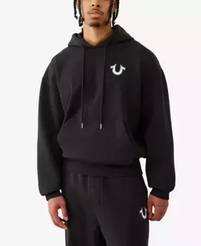 Мужская худи с логотипом из сетчатой ткани True Religion, черный