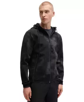 Мужская худи с молнией и светоотражающим принтом Hugo Boss, черный