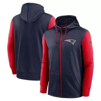 Мужская худи с молнией во всю длину Nike Navy New England Patriots Performance, цвет Pat Navy