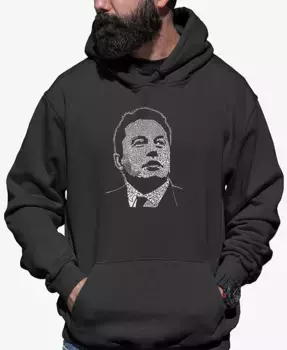 Мужская худи с принтом Elon Musk Word Art LA Pop Art, серый