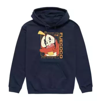 Мужская худи с принтом покемона Фуэко и статистикой Licensed Character, синий