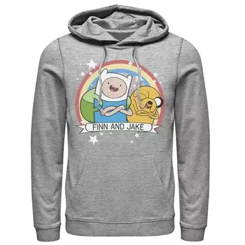 Мужская худи с радужным баннером Cartoon Network Adventure Time Finn & Jake Licensed Character