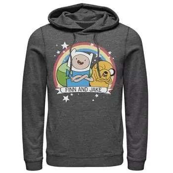 Мужская худи с радужным баннером Cartoon Network Adventure Time Finn & Jake Licensed Character