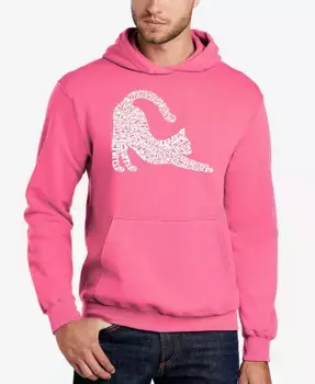 Мужская худи с растягивающимся принтом Cat Word Art LA Pop Art, розовый