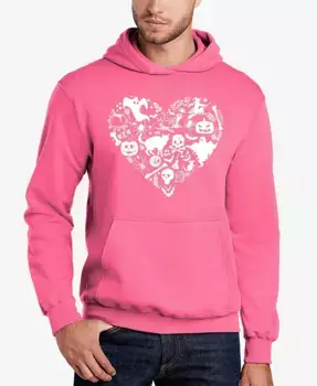 Мужская худи с тематическим принтом ко Дню всех святых Heart Word Art LA Pop Art, розовый