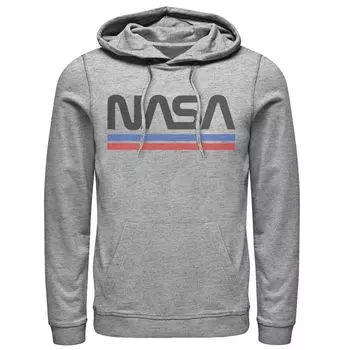Мужская худи с винтажным графическим рисунком и минимальным логотипом NASA в красно-синюю полоску Licensed Character