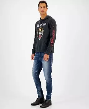 Мужская худи свободного кроя legend tiger с выцветшим рисунком Ed Hardy, мульти