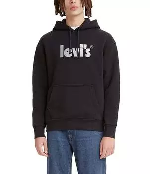 Мужская худи свободного кроя Levi's с графическим логотипом и логотипом, черный