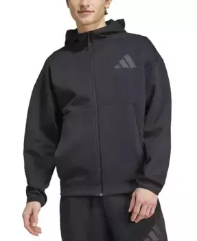 Мужская худи Z.N.E. Classic Fit с длинным рукавом на молнии и логотипом adidas, черный