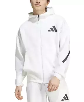 Мужская худи Z.N.E. Classic Fit с длинным рукавом на молнии и логотипом adidas, белый