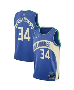 Мужская и женская баскетбольная майка Giannis Antetokounmpo Milwaukee Bucks Swingman Nike, синий