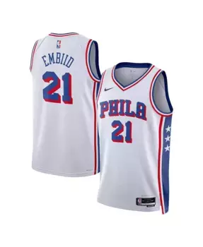 Мужская и женская баскетбольная майка Joel Embiid Philadelphia 76ers Swingman Nike, белый