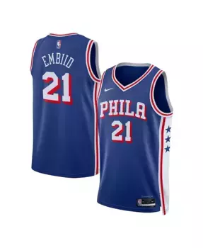 Мужская и женская баскетбольная майка Joel Embiid Philadelphia 76ers Swingman Nike, синий