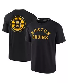 Мужская и женская черная супермягкая футболка Boston Bruins с коротким рукавом Fanatics Signature, черный