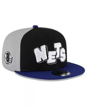 Мужская и женская черная, темно-синяя регулируемая кепка Brooklyn Nets 2023/24 City Edition 9FIFTY Snapback New Era, черный