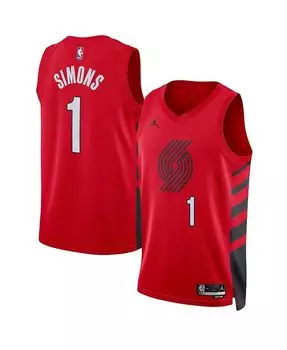Мужская и женская джерси Anfernee Simons Red Portland Trail Blazers Swingman — Statement Edition Jordan, красный