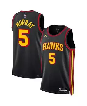 Мужская и женская футболка бренда Dejounte Murray Black Atlanta Hawks Swingman — Statement Edition Jordan, черный