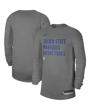 Мужская и женская футболка Heather Grey Golden State Warriors 2023 Legend On-Court Practice с длинным рукавом Nike, серый
