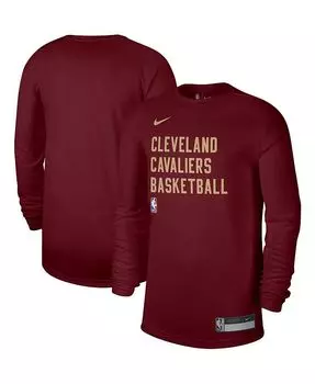 Мужская и женская футболка Wine Cleveland Cavaliers 2023/24 Legend On-Court Practice с длинным рукавом Nike, фиолетовый