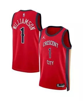 Мужская и женская красная майка бренда Zion Williamson New Orleans Pelicans Swingman — Statement Edition Jordan, красный