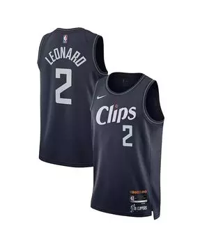 Мужская и женская майка Kawhi Leonard Navy LA Clippers 2023/24 Swingman — City Edition Nike, цвет Navy
