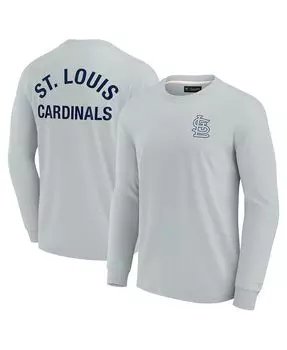 Мужская и женская серая супермягкая футболка с длинным рукавом St. Louis Cardinals Fanatics Signature, серый