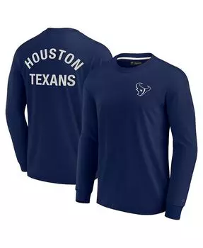 Мужская и женская темно-синяя футболка Houston Texans Super Soft с длинным рукавом Fanatics Signature, синий