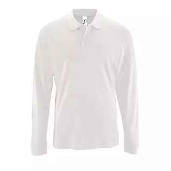 Мужская идеальная рубашка-поло из пике с длинными рукавами Sols, белый