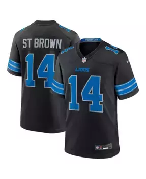 Мужская игровая джерси Amon-Ra St. Brown Detroit Lions 2nd Alternate Nike, черный