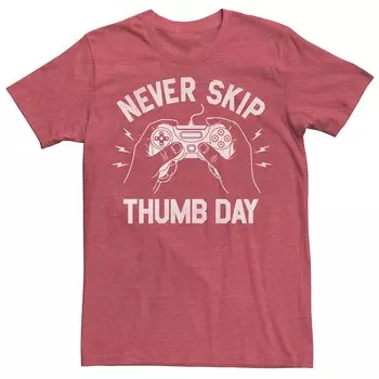 Мужская игровая футболка с графическим рисунком Never Skip Thumb Day Licensed Character, цвет Red Heather