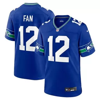 Мужская игровая майка Nike 12s Royal Seattle Seahawks Throwback Player, цвет Sea Blue