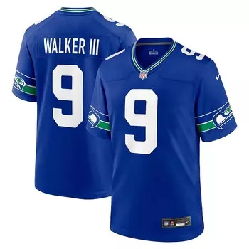 Мужская игровая майка Nike Kenneth Walker III Royal Seattle Seahawks Throwback Player, цвет Sea Blue