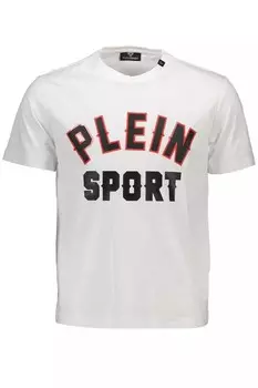 Мужская изящная футболка Plein Sport с круглым вырезом и контрастными акцентами, белый