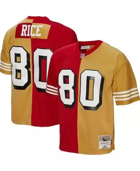 Мужская jerry rice scarlet, золотая копия джерси san francisco 49ers 1994 split legacy Mitchell & Ness, мульти