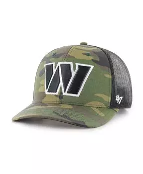 Мужская камуфляжная, черная регулируемая кепка Washington Commanders Trucker '47 Brand
